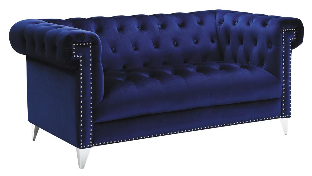 Bleker 3-Piece Tuxedo Arm Living Room Set Blue