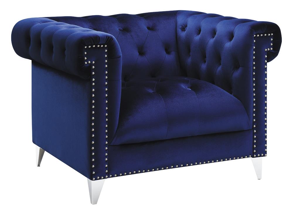 Bleker Blue Tufted Tuxedo Arm Chair