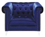 Bleker Blue Tufted Tuxedo Arm Chair