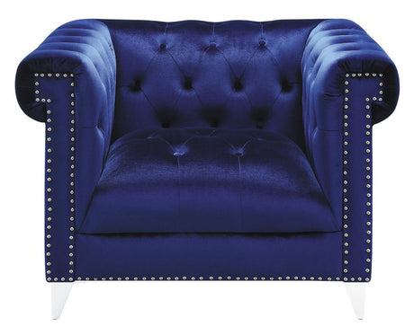 Bleker Blue Tufted Tuxedo Arm Chair