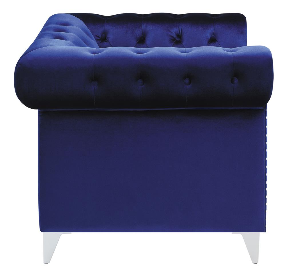 Bleker Blue Tufted Tuxedo Arm Chair