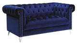 Bleker Tufted Tuxedo Arm Loveseat Blue