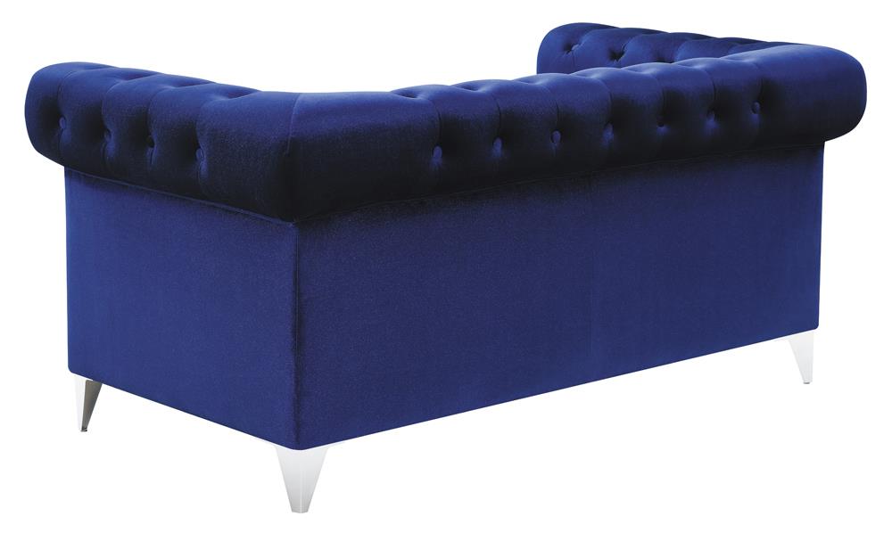 Bleker Tufted Tuxedo Arm Loveseat Blue