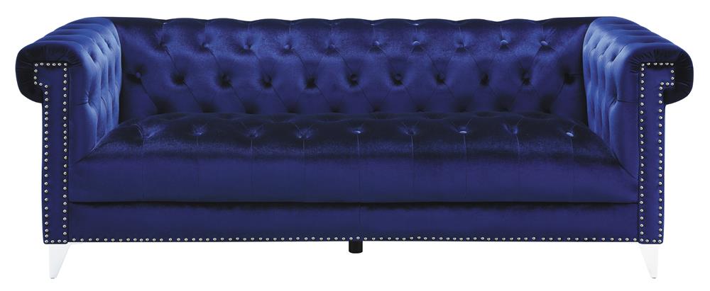 Bleker Tufted Tuxedo Arm Sofa Blue