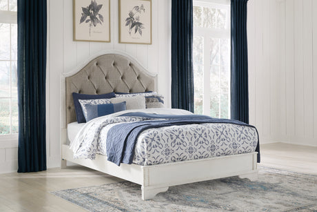 Blendon Rustic Brown Queen Upholstered Panel Bed by Ashley at Eve Furniture