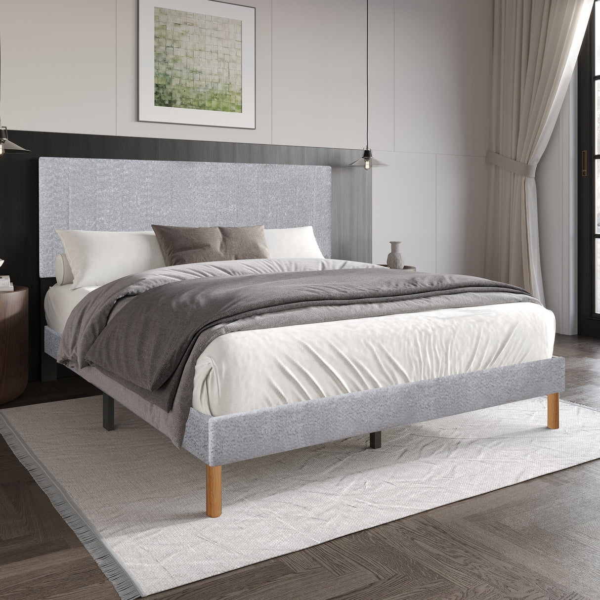 Bliss Light Gray Full Platform Bed by Happy Homes at Eve Furniture
