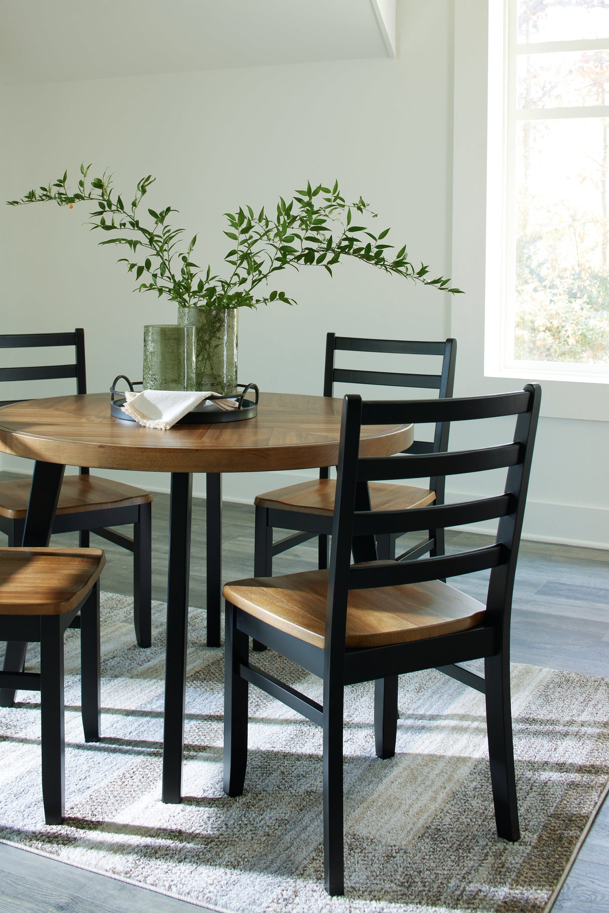 Blondon Brown/Black Dining Table and 4 Chairs (Set of 5)