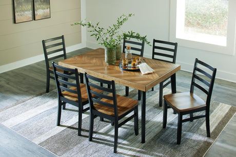 Blondon Brown/Black Dining Table and 6 Chairs by Ashley at Eve Furniture