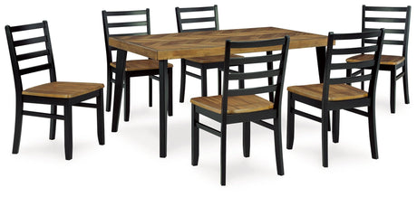 Blondon Brown/Black Dining Table and 6 Chairs by Ashley at Eve Furniture