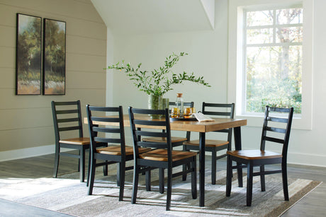 Blondon Brown/Black Dining Table and 6 Chairs by Ashley at Eve Furniture