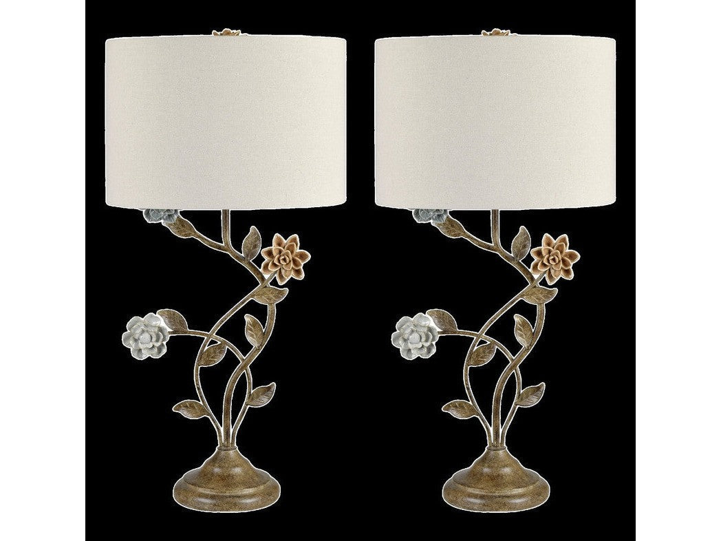 Bloom Natural/Brass Table Lamp (Set of 2) by Crestview at Eve Furniture