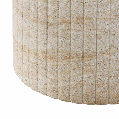 Blossom Washed Travertine Finish Indoor / Outdoor 54" Round Dining Table by TOV Furniture at Eve Furniture