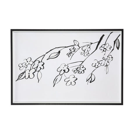 Blossoming Cherry Branch by Mercana Studio Hand Embellished Framed Art Print Matted under Glass by Mercana at Eve Furniture