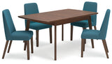 Lyncott Dining Table and 4 Chairs in Blue/Brown