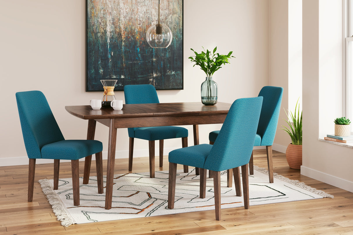 Lyncott Dining Table and 4 Chairs in Blue/Brown