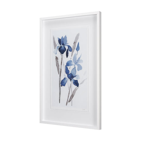 Blue Iris I by Mercana Studio a Hand Embellished Textured Framed Art Print Matted under Glass by Mercana at Eve Furniture