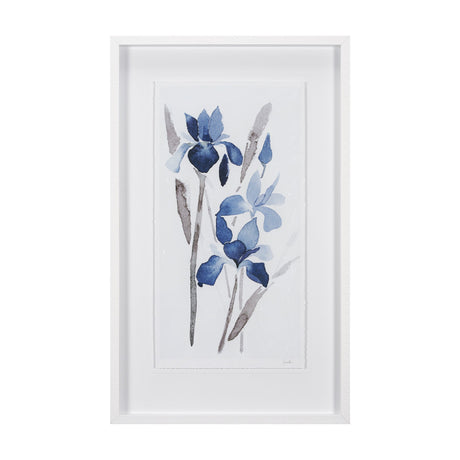 Blue Iris I by Mercana Studio a Hand Embellished Textured Framed Art Print Matted under Glass by Mercana at Eve Furniture