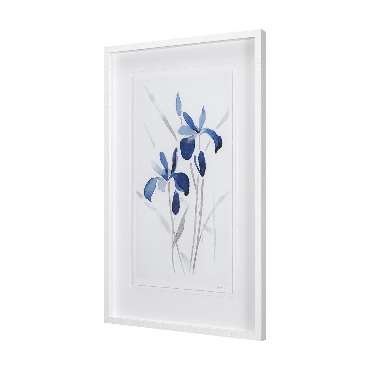 Blue Iris II by Mercana Studio a Hand Embellished Textured Framed Art Print Matted under Glass by Mercana at Eve Furniture