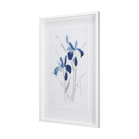 Blue Iris II by Mercana Studio a Hand Embellished Textured Framed Art Print Matted under Glass by Mercana at Eve Furniture