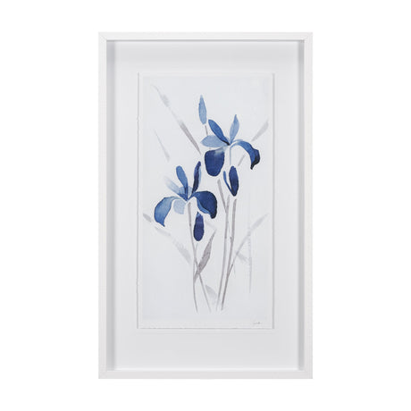 Blue Iris II by Mercana Studio a Hand Embellished Textured Framed Art Print Matted under Glass by Mercana at Eve Furniture