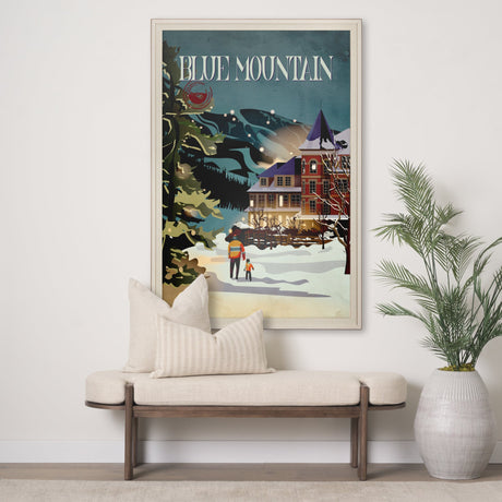 Blue Mountain by Simeng a Framed Art Print Matted under Glass by Mercana at Eve Furniture