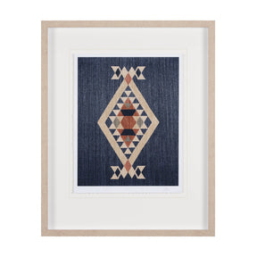 Blue Tapestry I by Mercana Studio a Hand Embelished Textured Framed Art Print Matted under Glass by Mercana at Eve Furniture