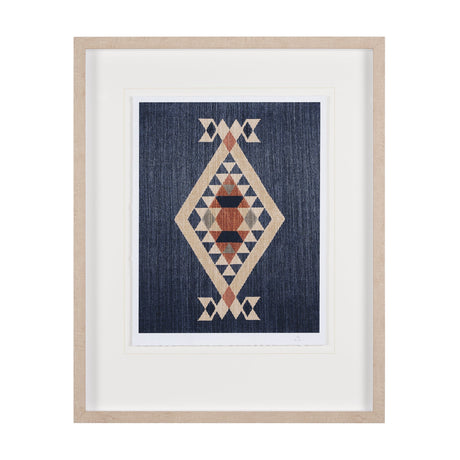 Blue Tapestry I by Mercana Studio a Hand Embelished Textured Framed Art Print Matted under Glass by Mercana at Eve Furniture