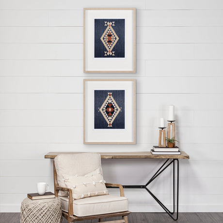 Blue Tapestry II by Mercana Studio a Hand Embelished Textured Framed Art Print Matted under Glass by Mercana at Eve Furniture
