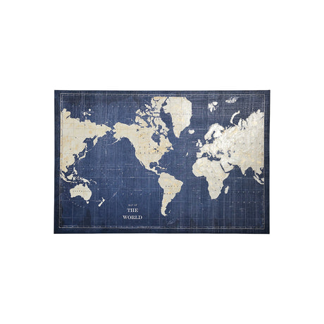 Blueprint World Map by Sue Schlabach a Hand Embellished Textured Canvas by Mercana at Eve Furniture