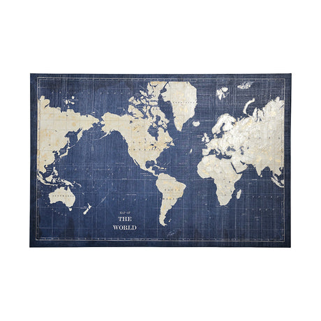 Blueprint World Map by Sue Schlabach a Hand Embellished Textured Canvas by Mercana at Eve Furniture