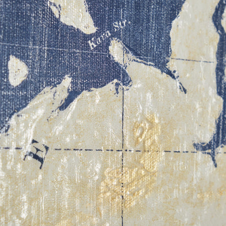 Blueprint World Map by Sue Schlabach a Hand Embellished Textured Framed Art Print Matted under Glass by Mercana at Eve Furniture