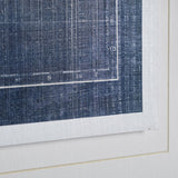 Blueprint World Map by Sue Schlabach a Hand Embellished Textured Framed Art Print Matted under Glass by Mercana at Eve Furniture