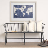 Blueprint World Map by Sue Schlabach a Hand Embellished Textured Framed Art Print Matted under Glass by Mercana at Eve Furniture