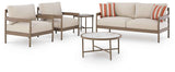 Bluff Trail Beige Outdoor Loveseat/Chairs/Tables Set (Set of 5) by Ashley at Eve Furniture