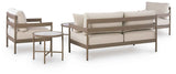 Bluff Trail Beige Outdoor Loveseat/Chairs/Tables Set (Set of 5) by Ashley at Eve Furniture