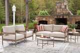 Bluff Trail Beige Outdoor Loveseat/Chairs/Tables Set (Set of 5) by Ashley at Eve Furniture
