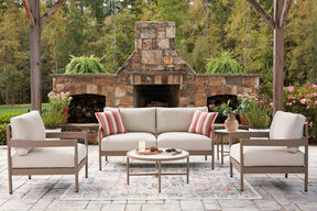 Bluff Trail Beige Outdoor Loveseat/Chairs/Tables Set (Set of 5) by Ashley at Eve Furniture
