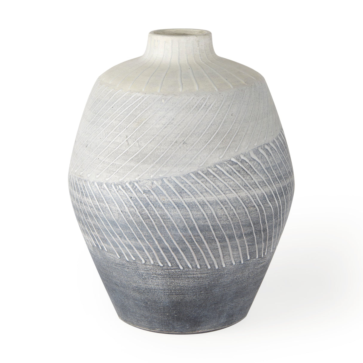 Blume 10H Off-White w/ Gray Textured Vase by Mercana at Eve Furniture