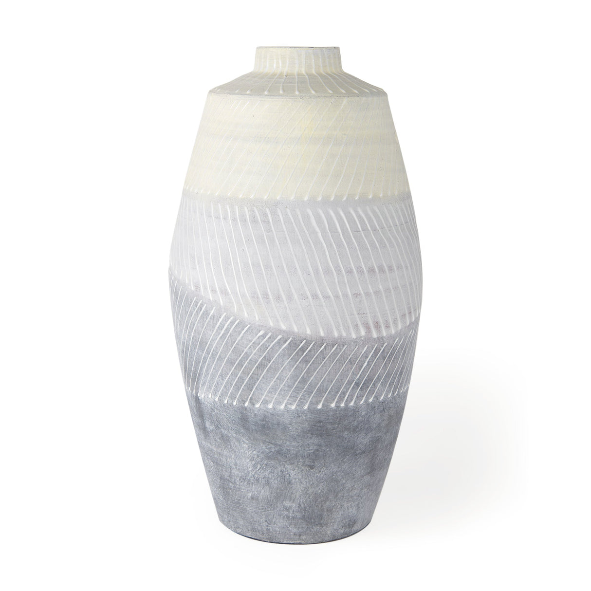 Blume 16.5H Off-White w/ Gray Textured Vase by Mercana at Eve Furniture