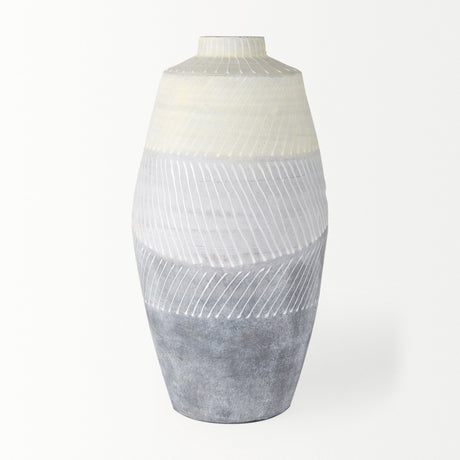 Blume Off-White w/ Gray Textured Vase by Mercana at Eve Furniture