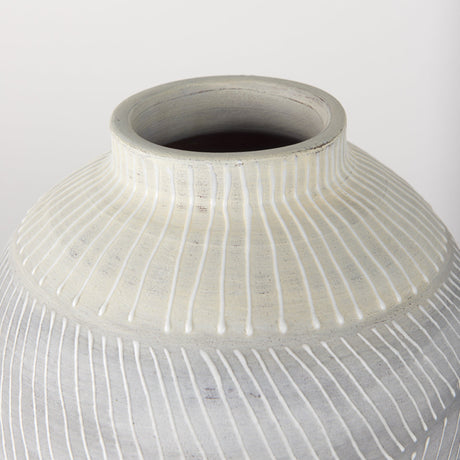 Blume Off-White w/ Gray Textured Vase by Mercana at Eve Furniture