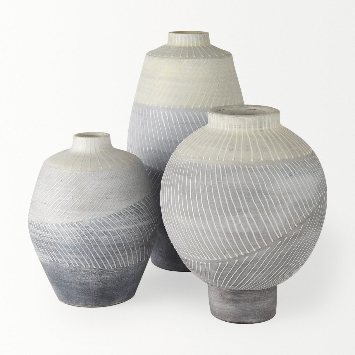 Blume Off-White w/ Gray Textured Vase by Mercana at Eve Furniture