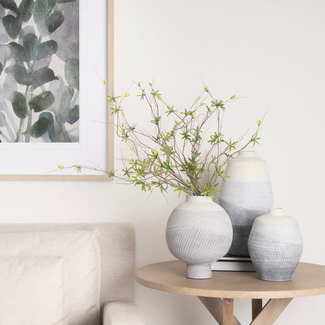 Blume Off-White w/ Gray Textured Vase by Mercana at Eve Furniture