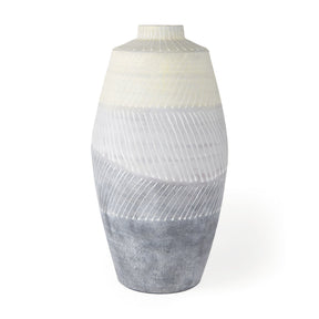 Blume Off-White w/ Gray Textured Vase by Mercana at Eve Furniture