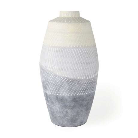 Blume Off-White w/ Gray Textured Vase by Mercana at Eve Furniture