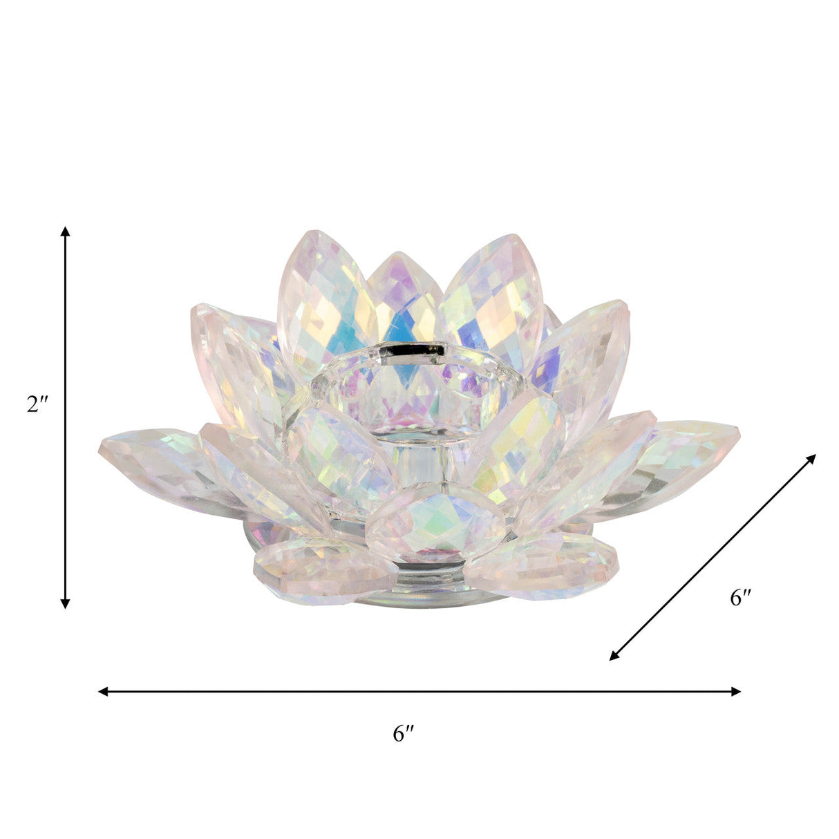 Blush Crystal Lotus Votive Holder 6"