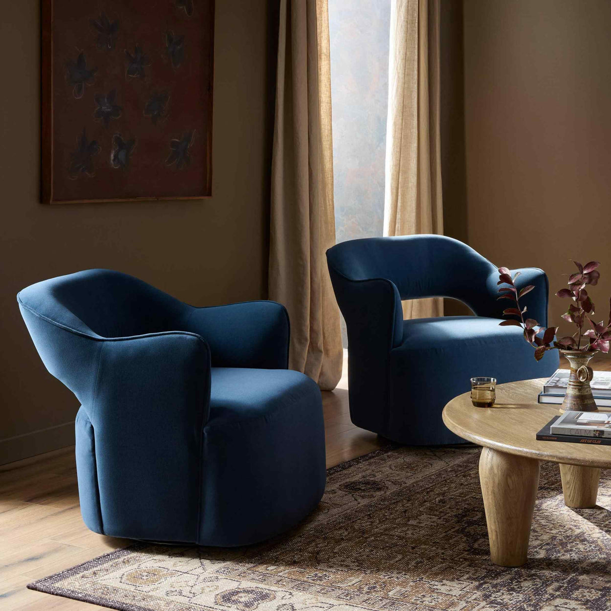 Blythe Swivel Chair, Crypton Henry Navy By Fourhands by Four Hands at Eve Furniture