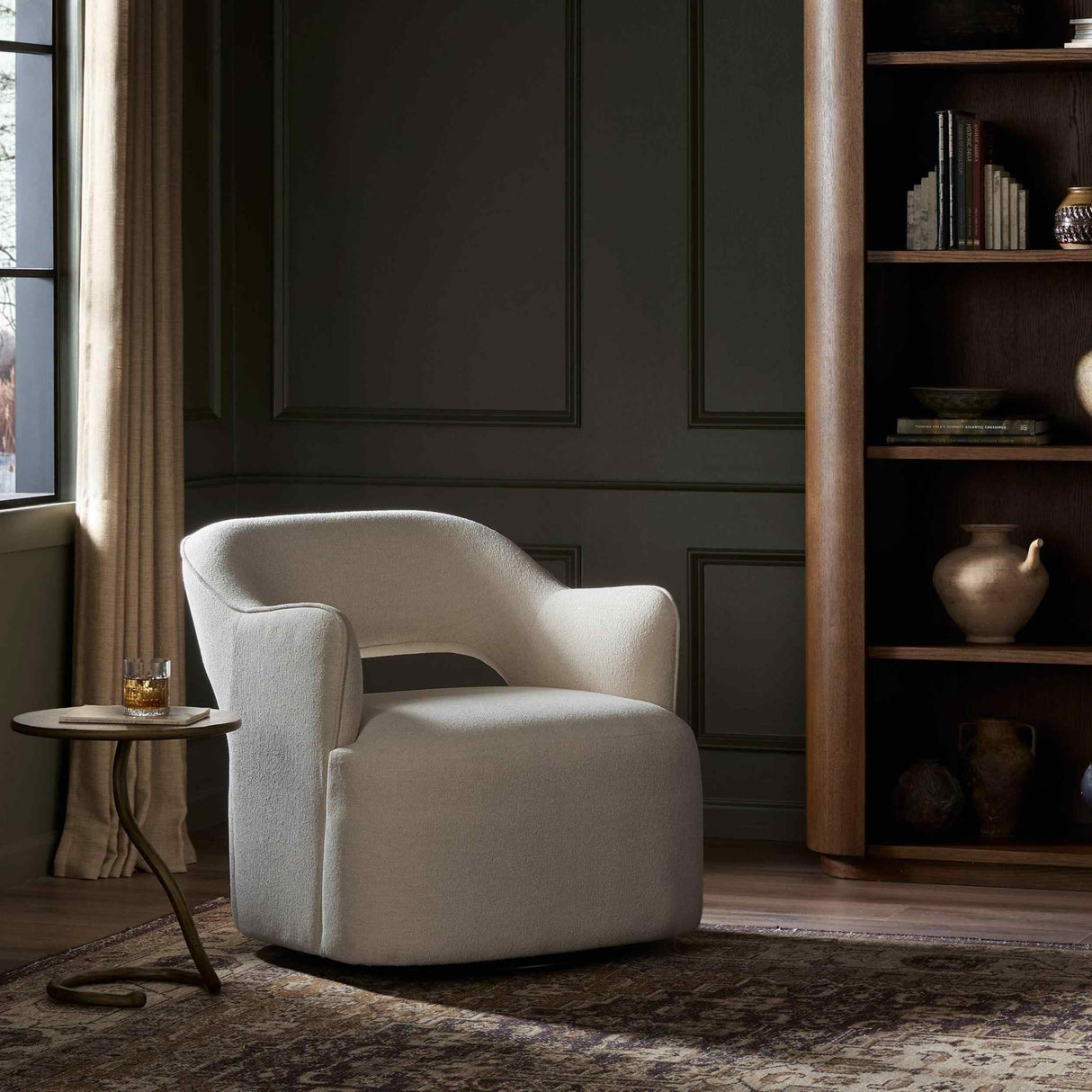 Blythe Swivel Chair, Crypton Wayfarer Snow by Four Hands at Eve Furniture