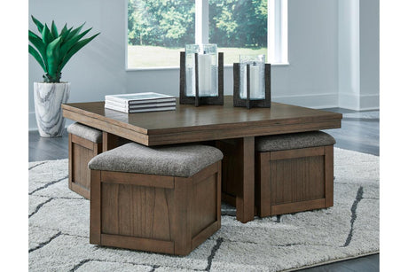 Boardernest Brown Coffee Table and 2 End Tables by Ashley at Eve Furniture