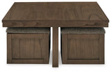 Boardernest Brown Coffee Table with 4 Stools by Ashley at Eve Furniture
